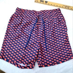 IKE BEHAR Rose Optical Cube Swim Shorts Mens Swim Trunks Size Medium